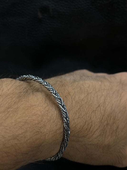 Breaded -S925 Sterling Silver bangle for men