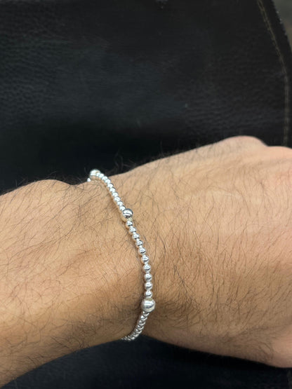 Beaded-S925 Sterling Silver Bracelet for men