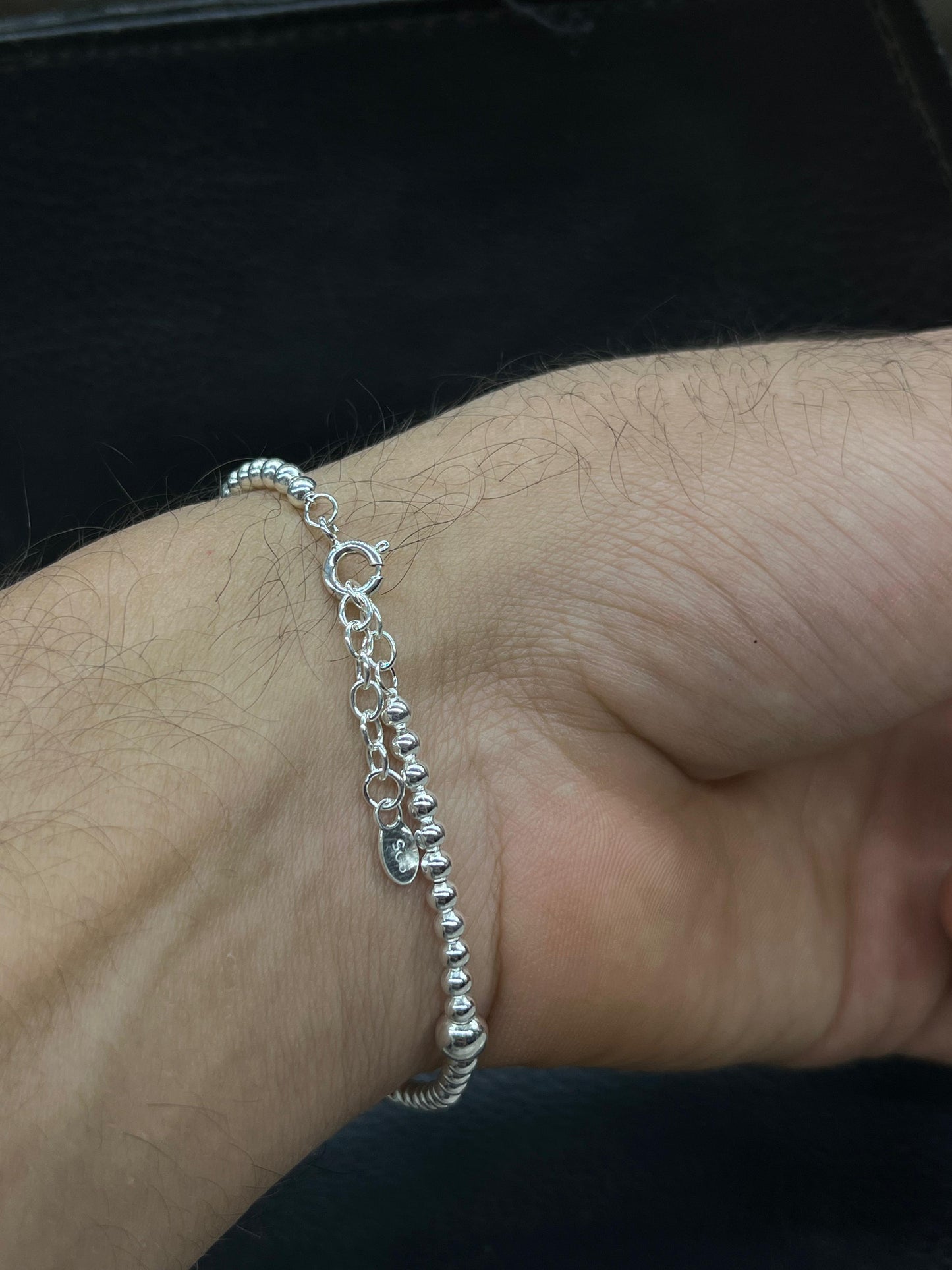 Beaded-S925 Sterling Silver Bracelet for men