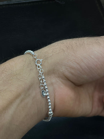 Beaded-S925 Sterling Silver Bracelet for men