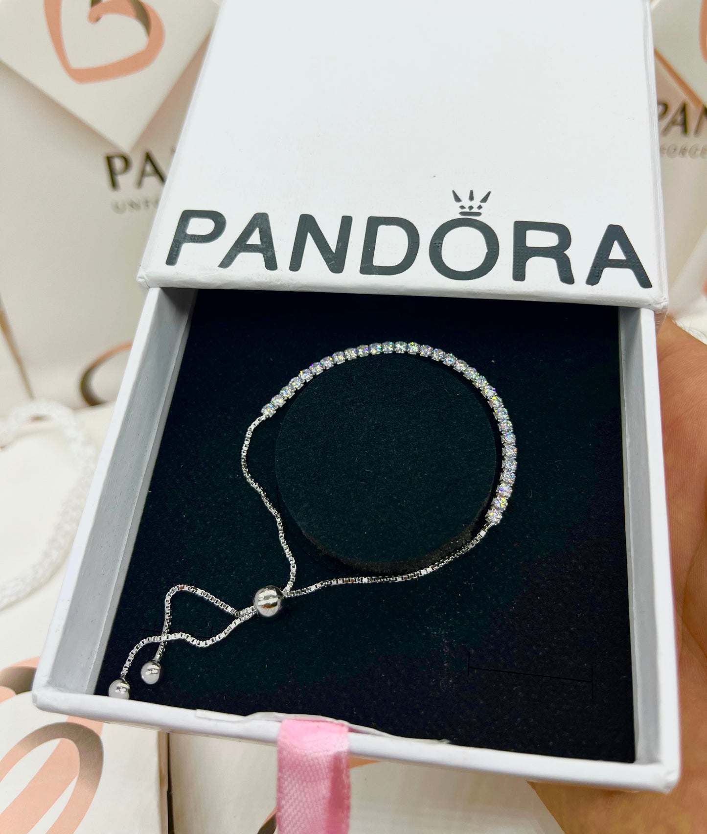 Original Sparkling Pandora Tennis Bracelet -Italian Silver 925