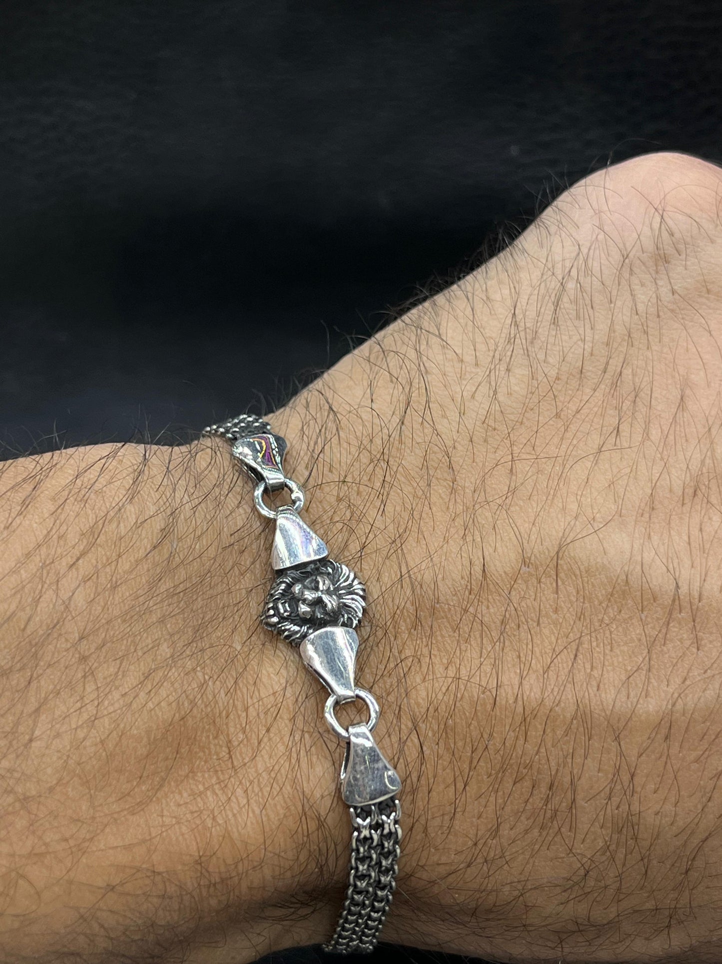 Lion Face-S925 Sterling Silver Bracelet for men