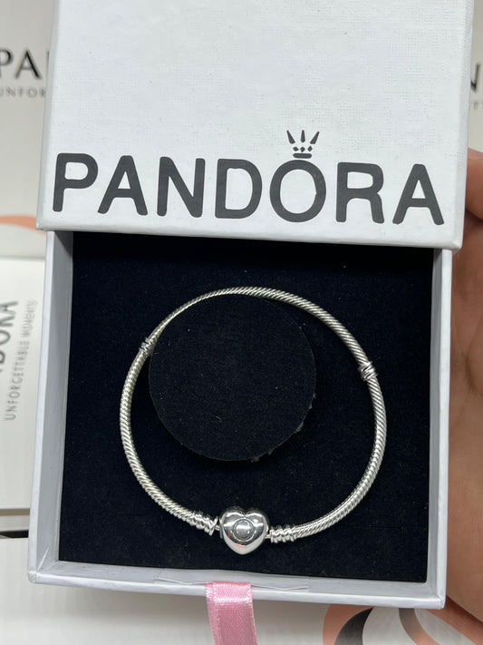 Pandora Moments Heart Clasp Snake Chain Bracelet