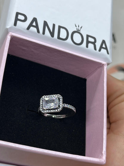 Original Pandora Square Sparkle Halo Ring