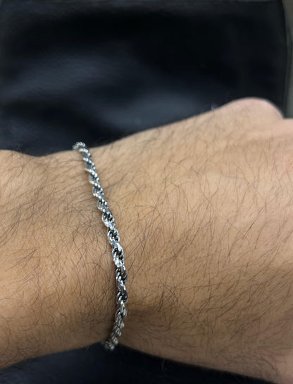 Rope chain Bracelet for Men Sterling Silver 925s