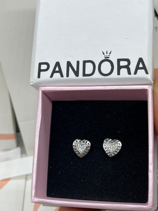 Pandora Signature Heart Stud Earrings