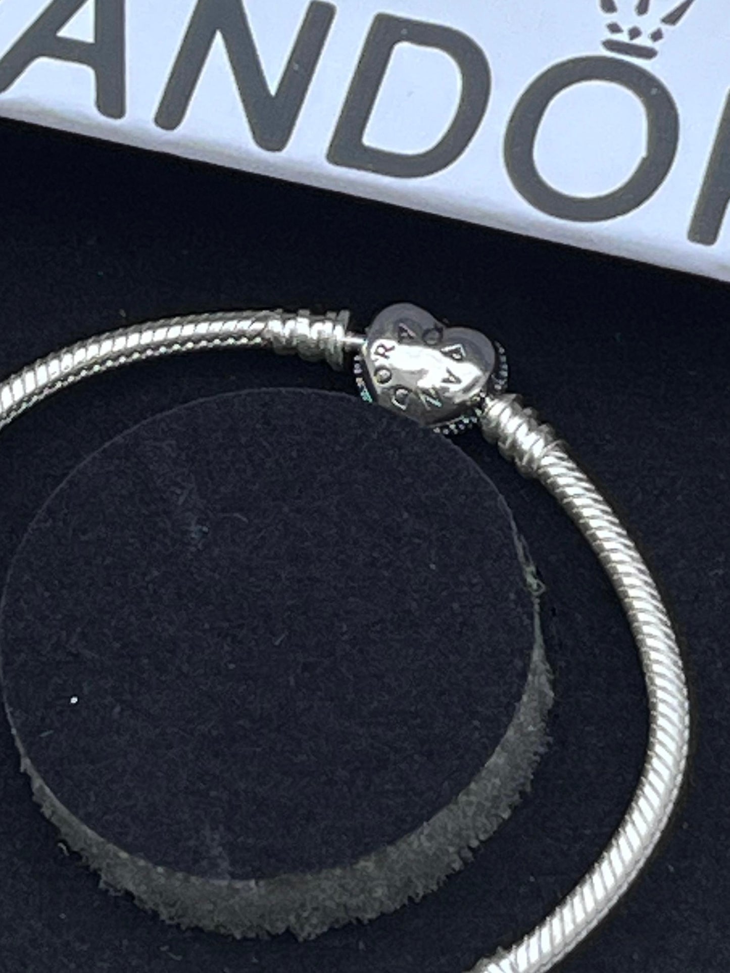 Pandora Moments Heart Clasp double face Snake Chain Bracelet in Sterling Silver-925✨