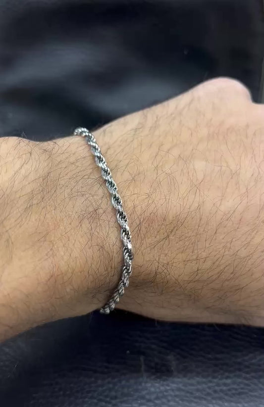 Rope chain Bracelet for Men Sterling Silver 925s