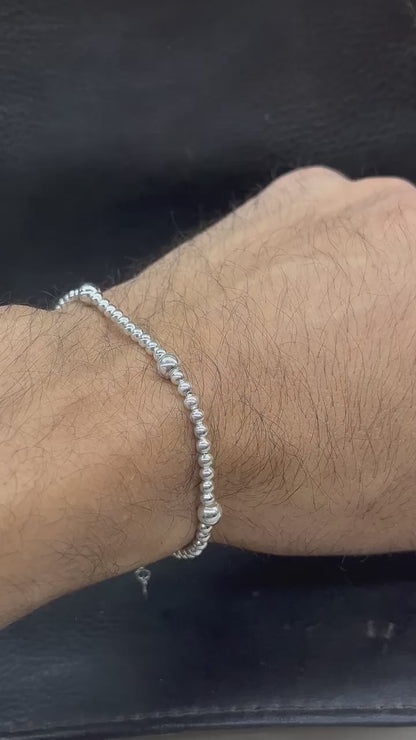 Beaded-S925 Sterling Silver Bracelet for men